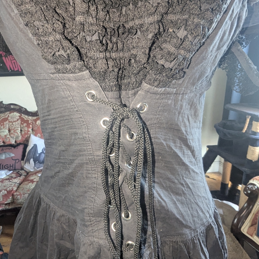 Lip Service Black Y2K Rosary's Garden Mini Dress Vintage Goth RARE - Picture 3 of 10
